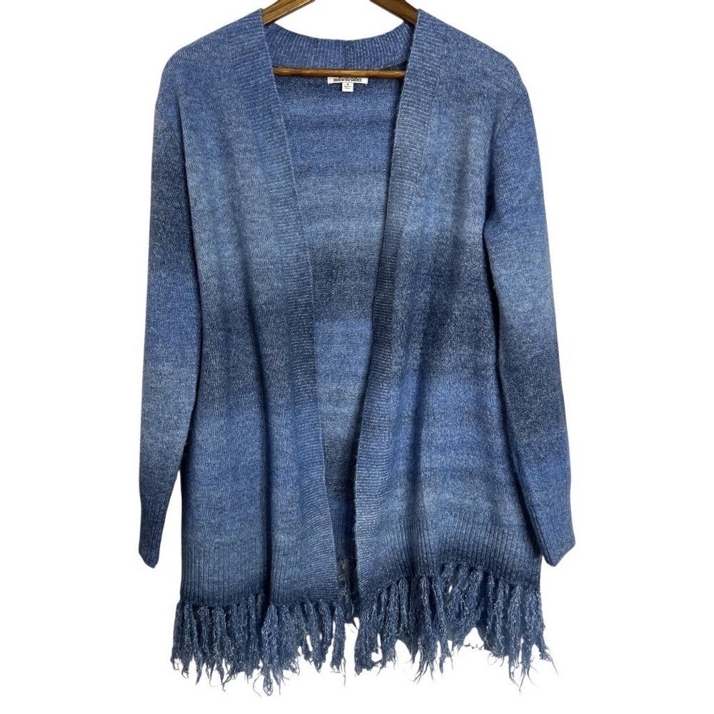 Back in the Saddle Blue Western Fringe Wool Blend‎ Cardigan Sweater Women's M